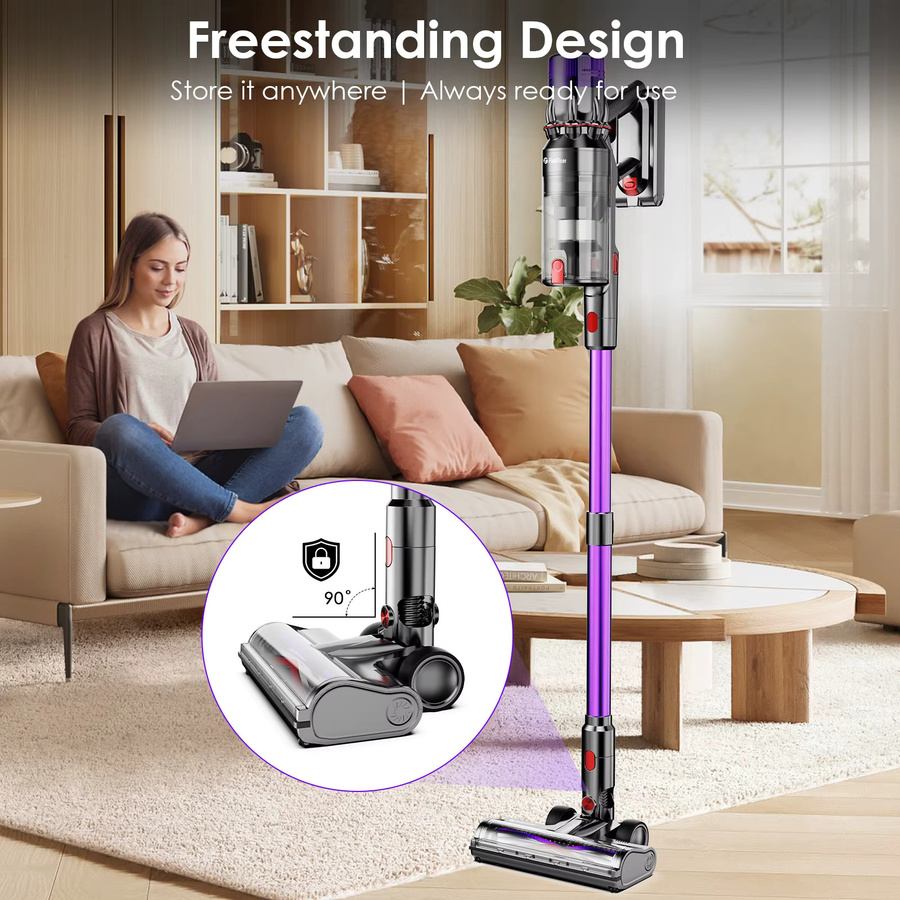 Fixtfixer Kabelloser Stielstaubsauger mit 500W und HEPA-Filter, Beutelloses Handstaubsauger für Tierhaare und Böden - Bild 6