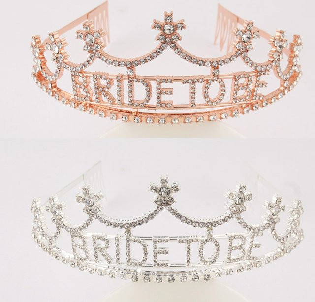 WakaParty Tiara Krone, Rosegold, Strass, Damen - Bild 1