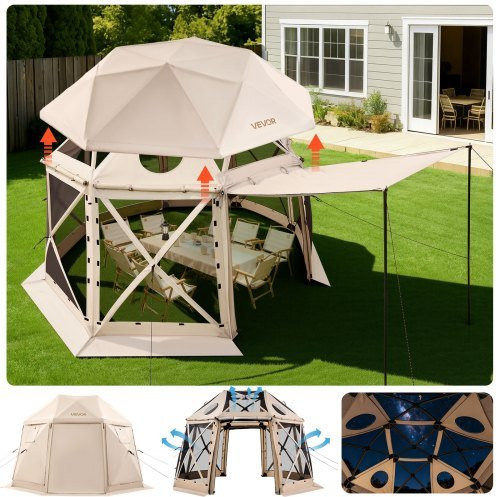 VEVOR Pop-up-Pavillon Beige, 13-seitiges kugelförmiges Campingzelt mit abnehmbarem Dach und Tragetasche, UPF 50+ Sonnenschutz, B/T: 360 x 360 cm - Bild 1