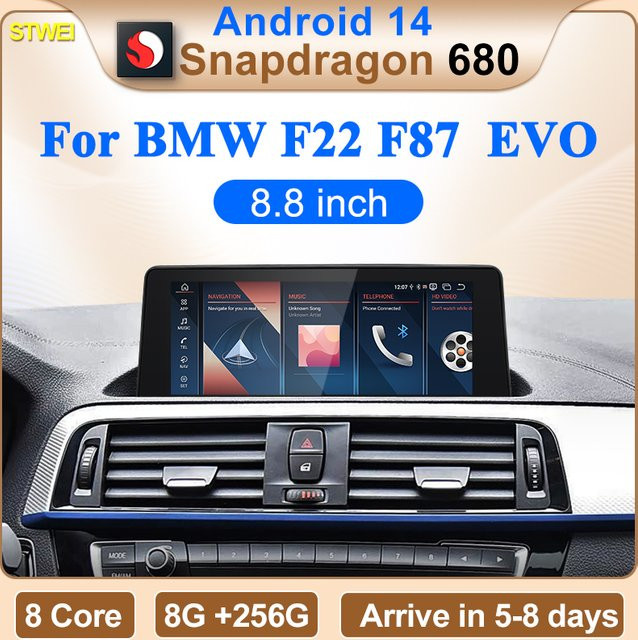 STWEI Multimedia Player für BMW 1er und 2er Serie M2 F20 F87 mit 8,8 Zoll Display, Qualcomm Snapdragon 680, Android 14 und GPS, Schwarz - Bild 1