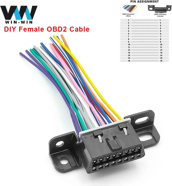 JFIND 16-Pin J1962 OBD2 Verlängerungskabel Multicolor, 10 cm Länge, Weiblicher Kfz-Diagnosestecker für Auto-Diagnosewerkzeuge - Bild 1