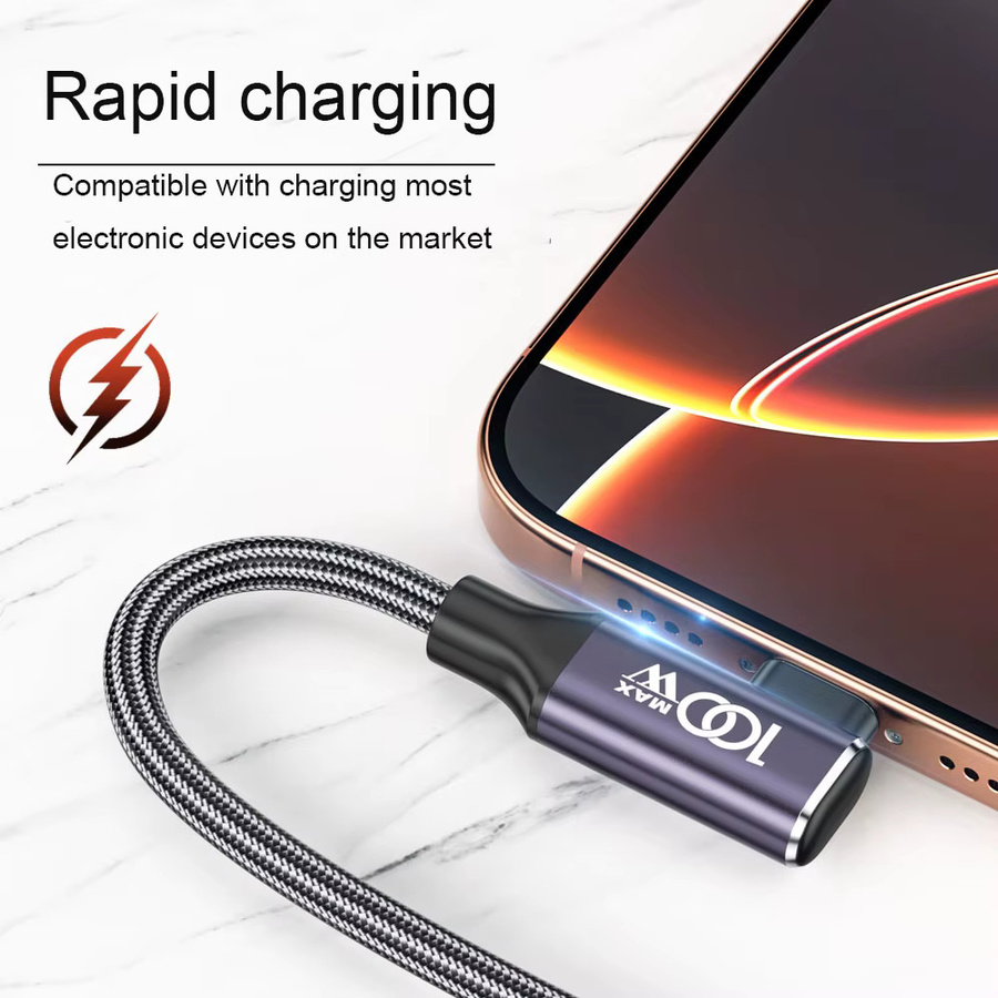 Langlebiges USB-C auf USB-A Ladekabel aus geflochtenem Nylon in Grau - Bild 2