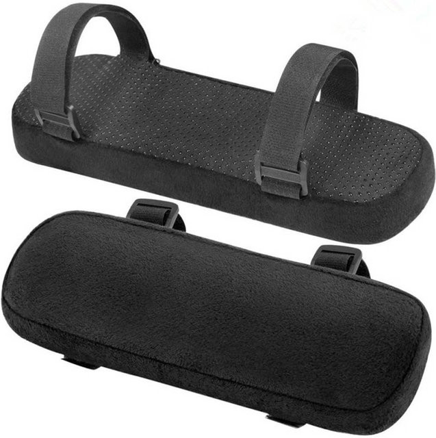 WIKHOSTAR Armlehnenkissen Set aus 2 Stück in Schwarz, weiche Armlehnenbezüge aus Schaumstoff für Heim- und Bürostühle, abnehmbar und waschbar - Bild 1