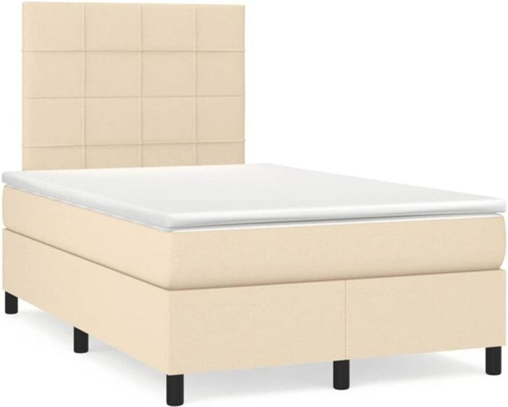 Vidaxl Boxspringbett mit Matratze in Creme und Beige aus Stoff, B/T/H: 190 x 120 x 118 cm - Bild 1