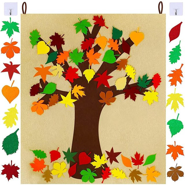 Bai Fen Bai Toys Filz-Wandbehang Weihnachtsmann und Herbstblätter als Dekoration für Kinder und Zuhause in Mehrfarbig - Bild 1