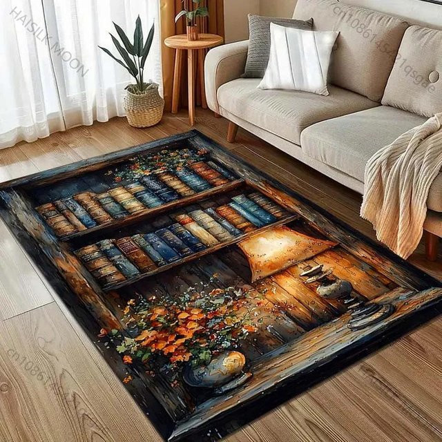 Karpetti Bereichsteppich im Ölmalerei-Stil für Wohnzimmer und Schlafzimmer, Mehrfarbig, B/T: 80 x 50 cm - Bild 1