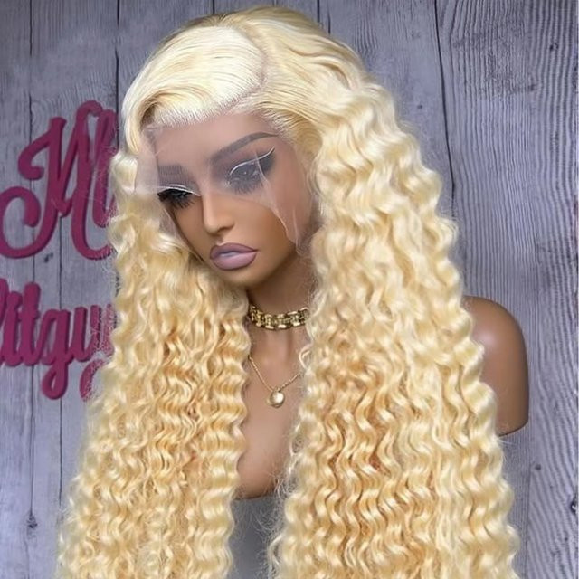 AMYTUD Echthaarperücke Blonde Locken, 30 Zoll, 13x6 Spitzenperücke - Bild 1