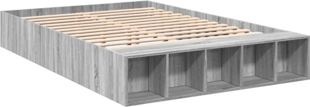 vidaXL Bettgestell in Grau Sonoma aus Holzwerkstoff mit Seitenfächern, B/T/H: 140 x 200 cm - Bild 1