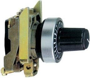 Schneider Electric Frontelement für Potentiometer mit 6mm Achse in Schwarz und Silber aus Metall ZB4BD912 - Bild 1