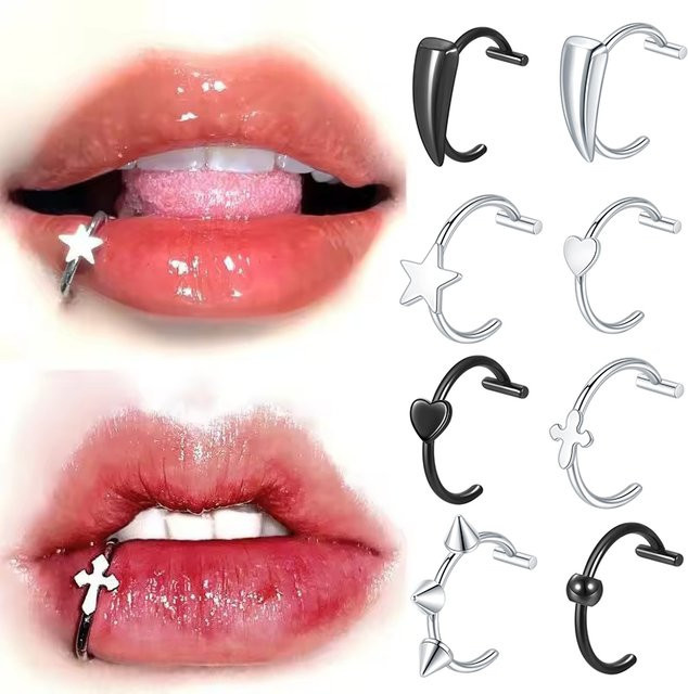 SWANJO Nasenring Edelstahl, Silber, Unisex, Punk - Bild 1