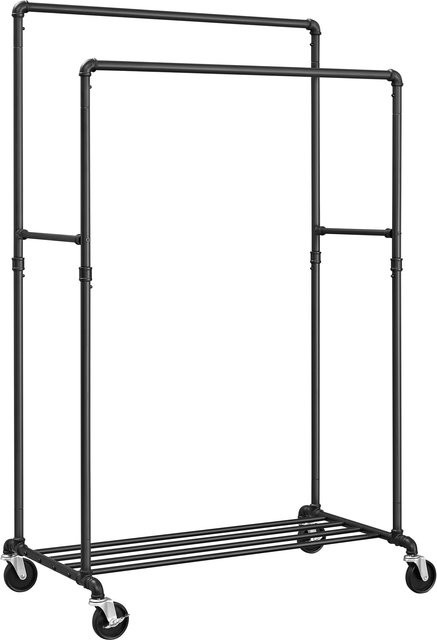 SONGMICS Kleiderständer aus Metall mit Kleiderstangen und Ablage, belastbar bis 90 kg, Industrial Design, Schwarz oder Weiß - Bild 1