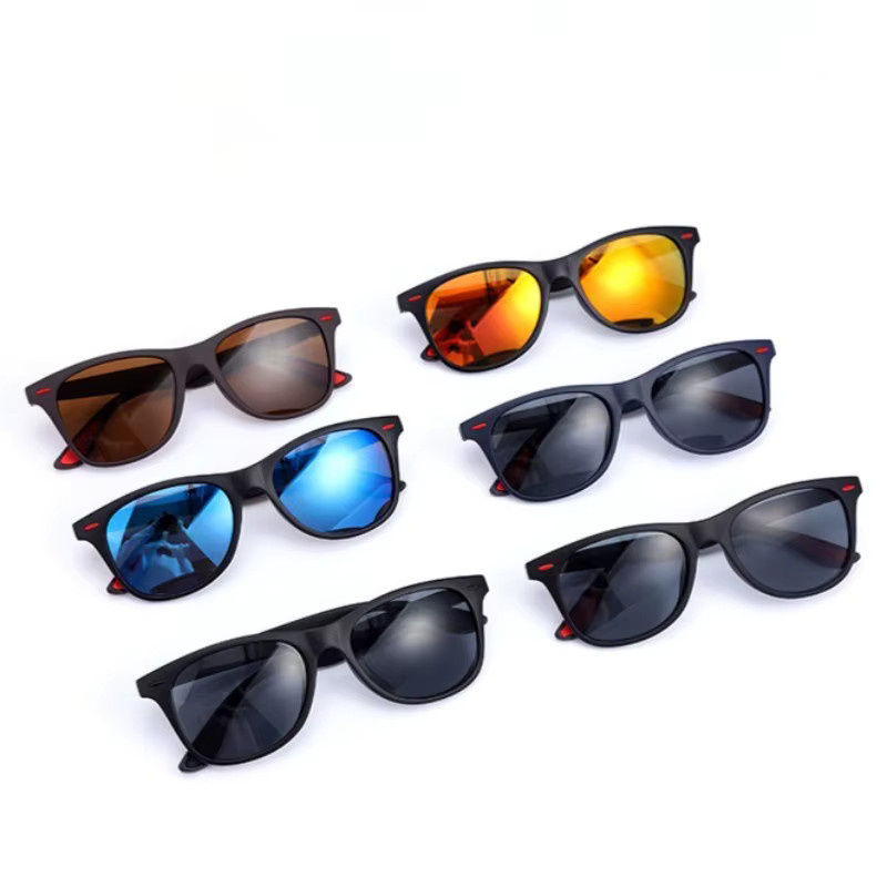 Retro-Radsport-Sonnenbrille, Vollrand, Kunststoff, Unisex, schwarz - Bild 1