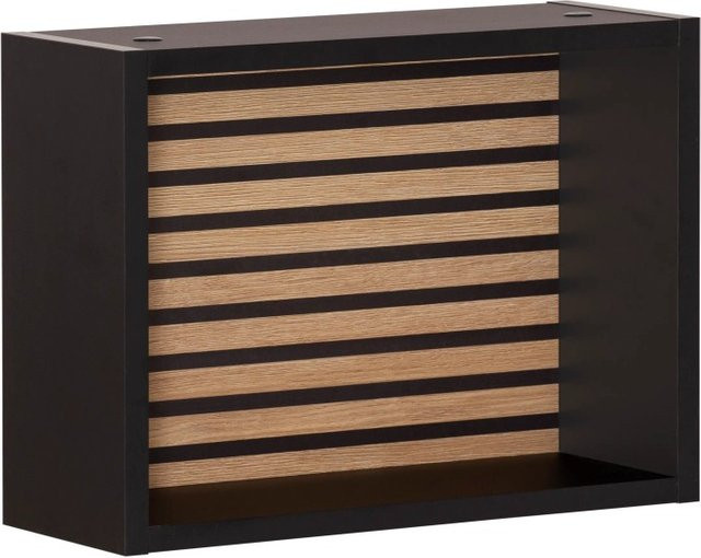 PROREGAL Wandregal Zebra Würfelregal mit Akustikpaneelen in Eiche und Schwarz, H x B x T: 30 x 40 x 16 cm - Bild 1