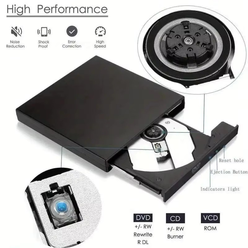 Mrgabwte Externes USB 3.0 CD-DVD-Laufwerk, Schreibfähiges CD-RW-Laufwerk und DVD-ROM-Player in Schwarz für Laptop und Desktop PC - Bild 6