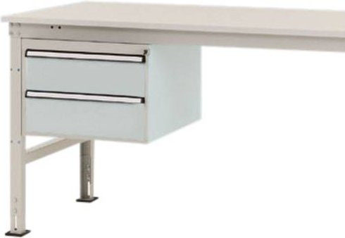 Manuflex Gehäuse-Unterbau Mobil ZB4517.7035 in Grau und Weiß mit 2 Schubfächern, Nutzhöhe: 30 cm, für Tischtiefe: 120 cm - Bild 1