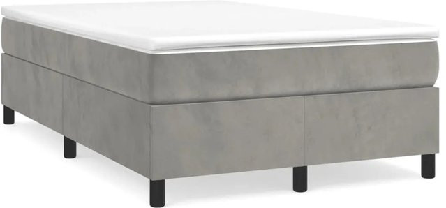 vidaXL Boxspringbett aus Samt in Hellgrau, B/T/H: 120 x 200 x 35 cm - Bild 1