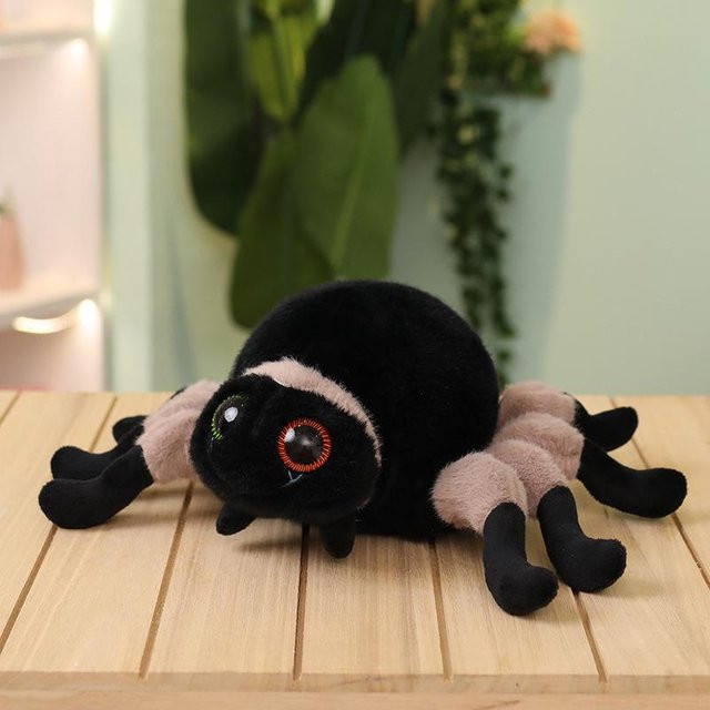 Simulations-Spinne, Plüschtier Puppe, schwarz, hellbraun - Bild 1