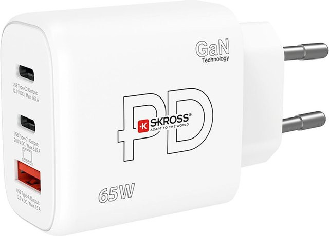 SKROSS Power Charger 65W PD GaN EU USB-C und USB-A Ladegerät in Weiß - Bild 1