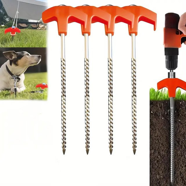 Hochleistungs-Schraubzeltpfähle als Erdankerschrauben mit Sechskant-Antrieb, verzinkt in Schwarz, für Camping und Outdoor-Aktivitäten - Bild 1