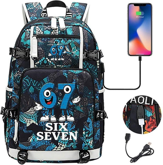 3-teiliges Schulrucksack-Set für Schüler aus Oxford-Stoff in Multicolour mit großem Fassungsvermögen, Schultasche und Federmäppchen, B/T/H: 47 x 30 x 15 cm - Bild 1