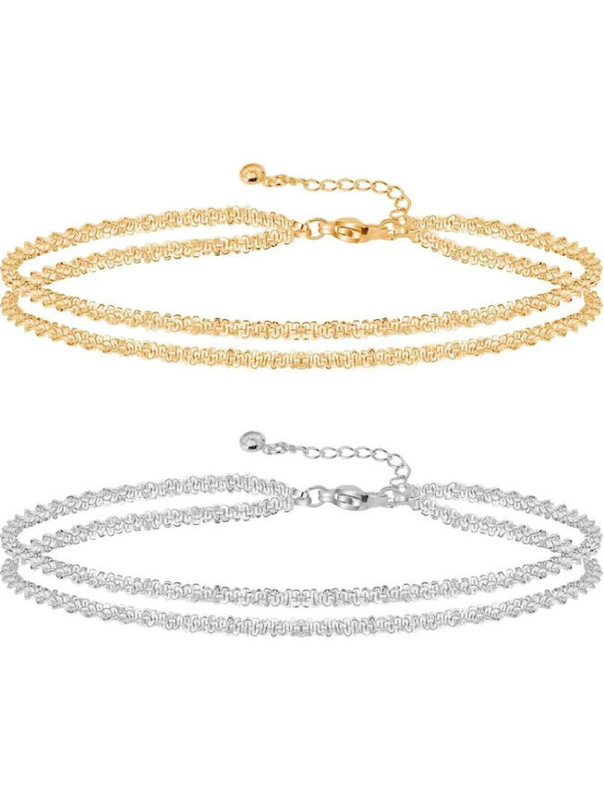 RUIYI Fußkettchen, 14 Karat Gold, versilbert, Edelstahl, Damen - Bild 5