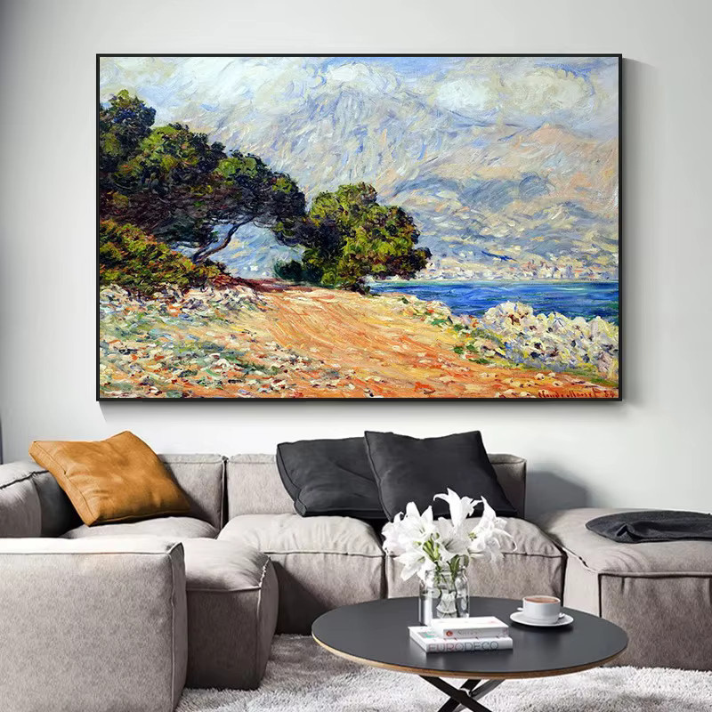 Impressionistische Landschaft von Claude Monet als Kunstleinwandgemälde in Mehrfarbig, Rechteckig - Bild 2