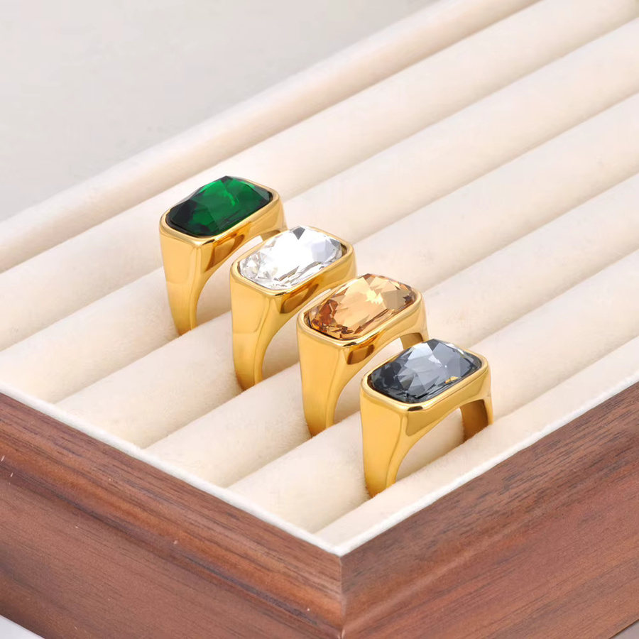 Lokaer Ring Edelstahl, 18 Karat PVD-vergoldet, Zirkonia, Unisex - Bild 2