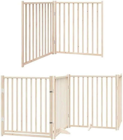 vidaXL 6-teiliges faltbares Hundetor aus Pappelholz mit Tür in Braun und Beige, Breite: 480 cm