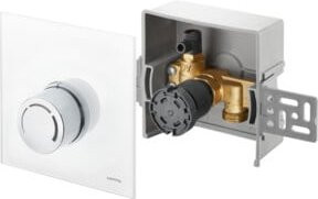 Oventrop Unibox RTL Rücklauftemperaturregelung aus Echtglas in Weiß mit Ventil und Thermostat, Anschluss 3/4 Zoll - Bild 1