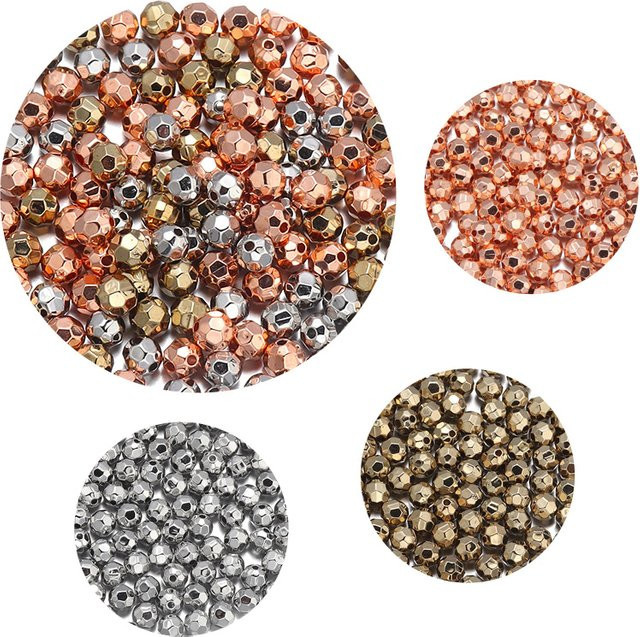 louleur Spacer Charm Perlen, runde facettierte Kunststoff Perlen, Unisex - Bild 1
