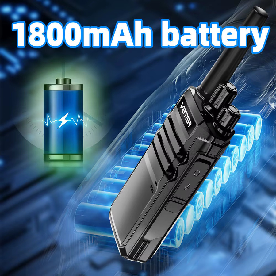 VBTER Professionelles Walkie-Talkie mit 16 Kanälen, UHF PMR446, 3-5 km Reichweite und 1800mAh Akku in Schwarz - Bild 5