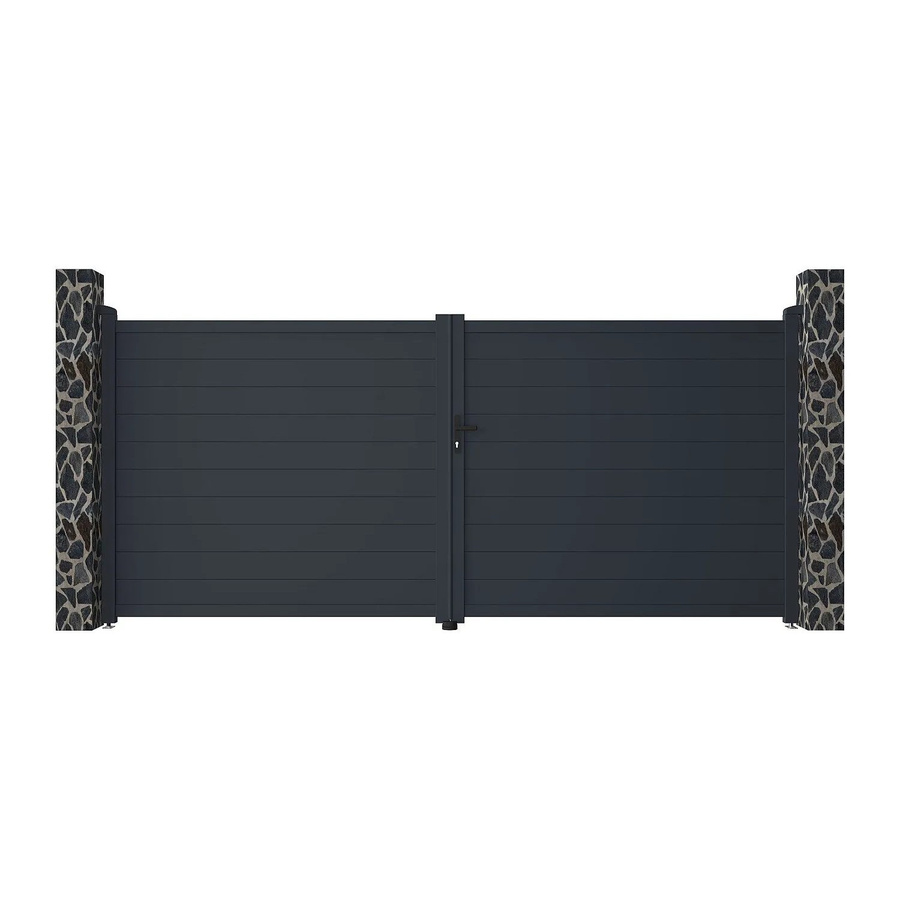 Vente-unique Flügeltor Nazario Aluminium Doppelstor in Anthrazitgrau Breite: 392 cm - Bild 2