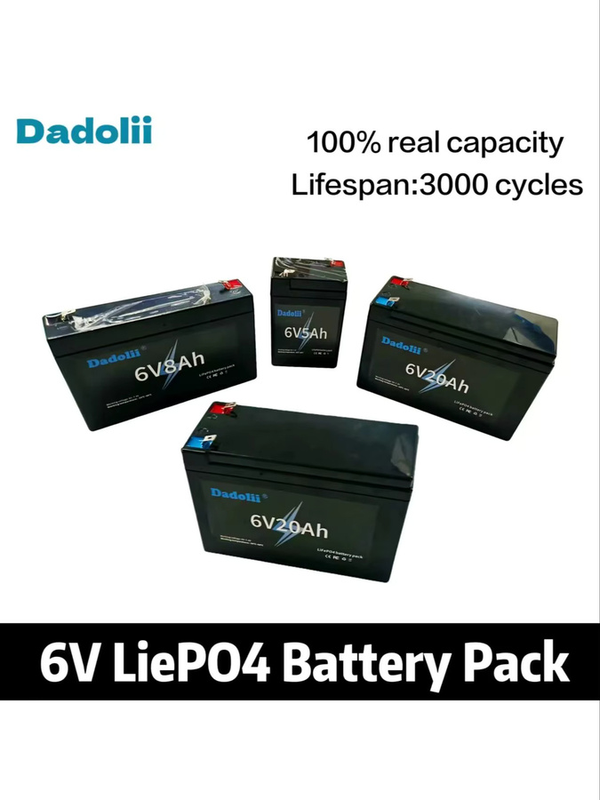 Dadolii LiFePO4-Akku 6 V in Schwarz für Elektroautos, Spielzeugautos, Motorräder und Kinderwagen - Bild 3