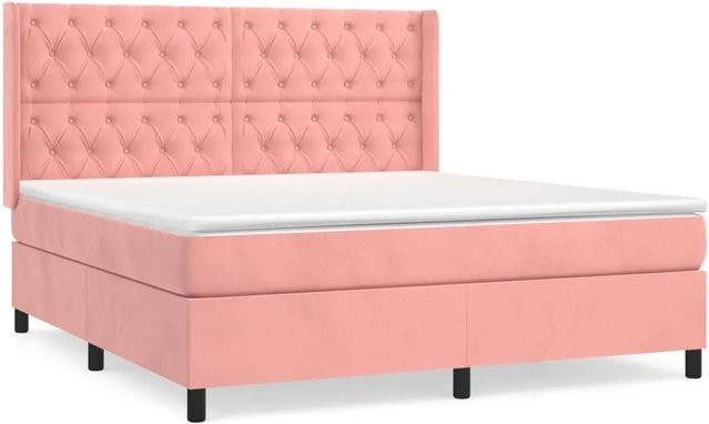 vidaXL Boxspringbett Hybrid mit Matratze und Taschenfederkern in Rosa, B/T/H: 160 x 200 x 118 cm - Bild 1