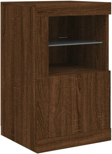vidaXL Beistellschrank mit integrierter LED-Beleuchtung in Braun, modernes Design aus Holzwerkstoff und Glas, B/T/H: 67 x 37 x 41 cm - Bild 1