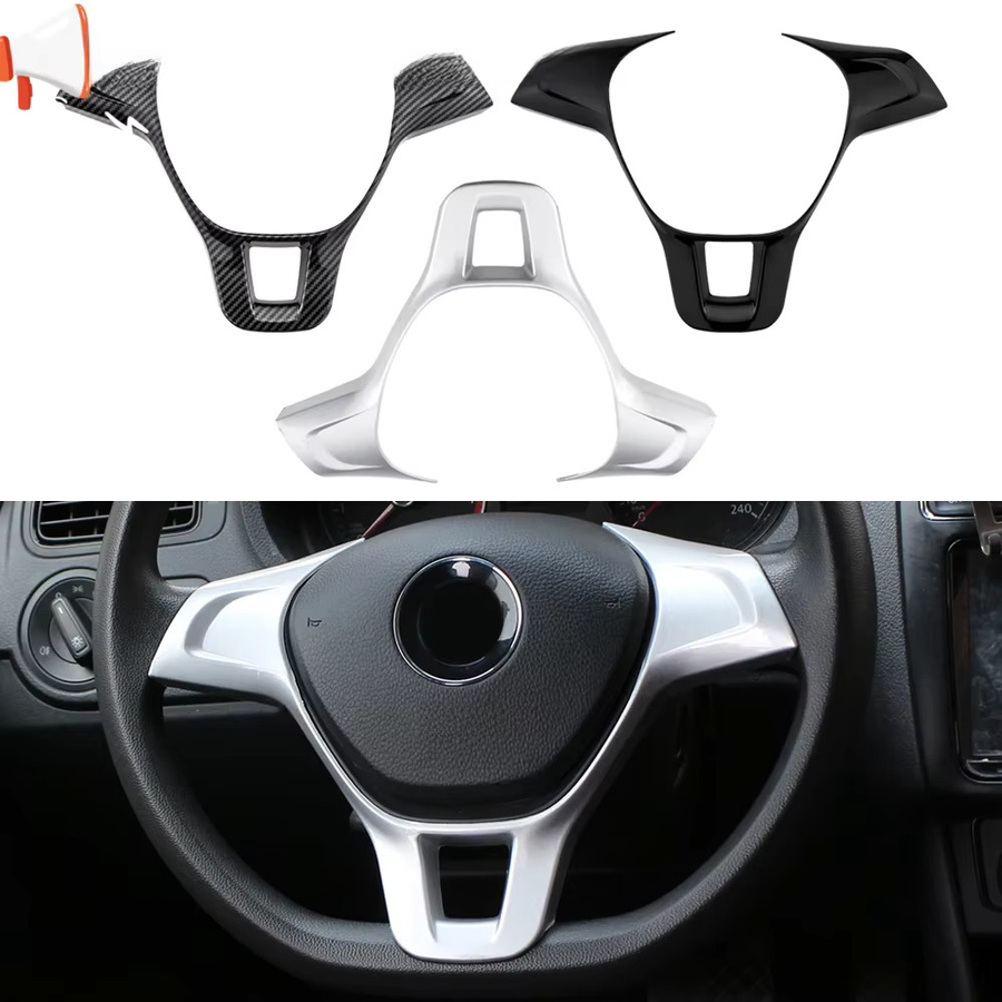 KIQI Lenkrad Panel Abdeckung mit Pailletten in Silber für Volkswagen VW Golf 7 GTI MK7, Polo und Jetta MK6 aus ABS-Material - Bild 1