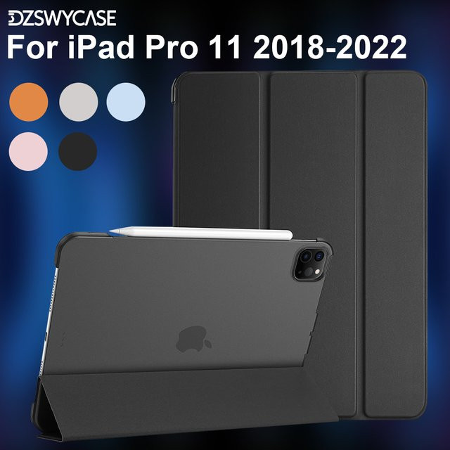 DZSWYCASE Schutzhülle für iPad Pro 11 Zoll (2018-2022) mit Trifold-Standfunktion und Auto-Sleep/Wake-Funktion, Hartplastik-Rückseite, Farben: Pink oder Schwarz - Bild 1
