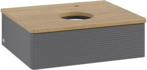 V&B Waschtischunterschrank Antao mit Frontstruktur in Eiche Honig Braun, B/T/H: 60 x 50 x 19 cm - Bild 1