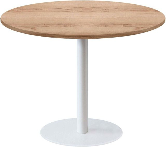 RestooTab Tisch Rome XL rund in Eiche Natur mit schwarzem Gestell, Durchmesser: 120 cm, Höhe: 75 cm - Bild 1