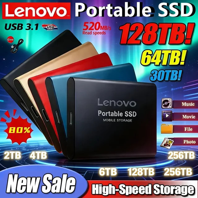 Lenovo USB 3.0 SSD Gehäuse für externe Festplatten in Blau - Bild 1