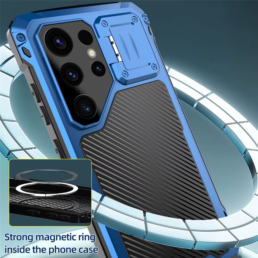 Samsung 360-Grad-Handyhülle aus Metall mit Kameraobjektivschutz und Bildschirmglasgehäuse für Galaxy S25 Ultra, S24 Ultra und S23 Ultra in Schwarz und Blau - Bild 5