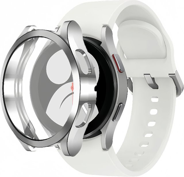 JBAILI Schutzhülle und Displayschutzfolie für Samsung Galaxy Watch 4 5 6 7 8 in Silber - Bild 1