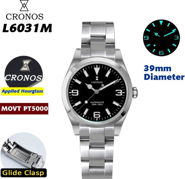 Cronos Armbanduhr, Automatik, Edelstahl, 39 mm, Herren, Blau - Bild 1