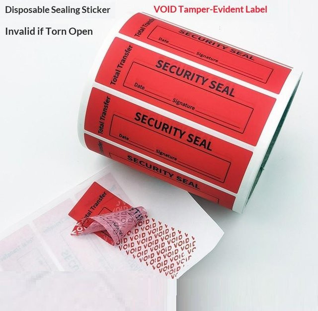 Nice Manipulationssichere Etiketten als Sicherheits-Garantie-Siegel mit dreifacher Seriennummer, Rot und Blau, B: 85 mm, H: 25 mm, 100 Stück - Bild 1