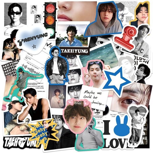 50 Stück Taehyung Notizbuch-Aufkleber wasserfest selbstklebend in Multicolor von Bandai - Bild 1