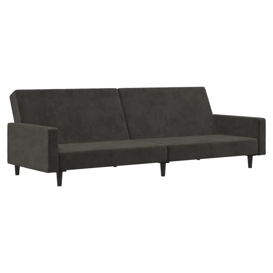 vidaXL Schlafsofa 2-Sitzer Click-Clack aus Samt in Dunkelgrau mit Massivholzrahmen - Bild 2
