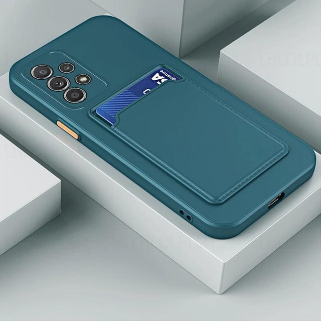 Silikon Portemonnaie Hülle für Samsung Galaxy A32 A52 A52S A53 A72 A13 A33 A73 A23 4G 5G mit Kartenhalter und Steckplatz in Blau - Bild 1