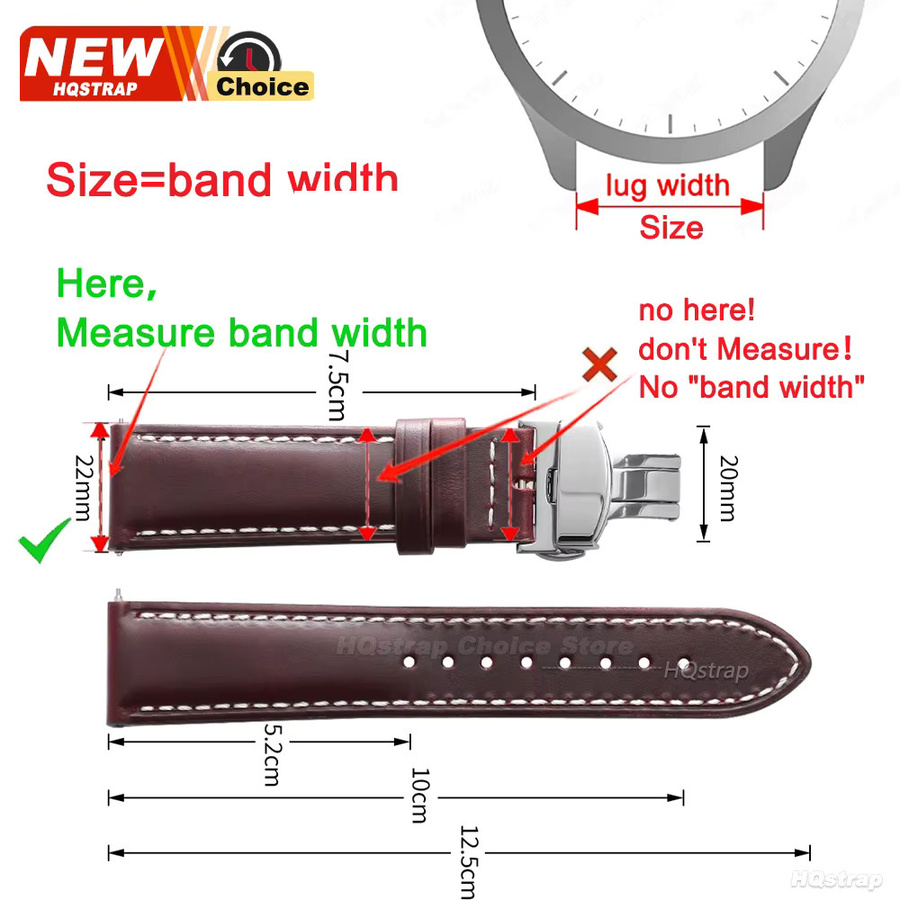 HQstrap Smartwatch Echtleder-Armband, Schmetterlingsschließe, Unisex - Bild 4