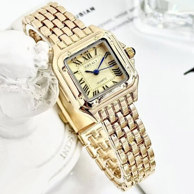 GREALY Armbanduhr, Quarz, Gold, Edelstahl, Diamantbesetzt, Damen - Bild 1