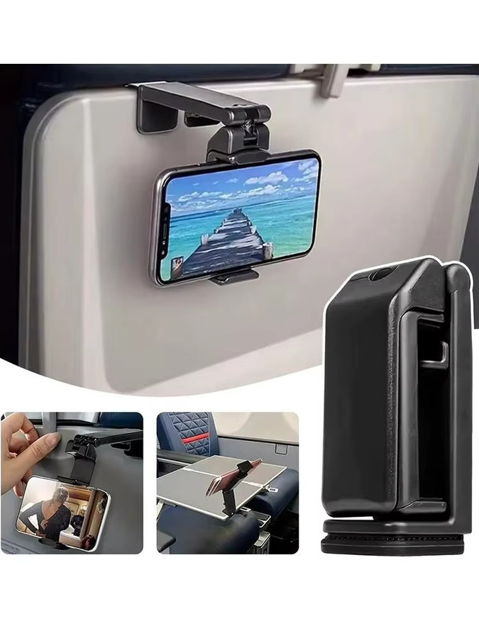 Mrgabwte Multifunktionaler faltbarer Telefonhalter in Schwarz mit 360-Grad-Drehung für Desktop und Flugzeug - Bild 6